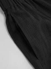 Mid Rise Texture Elastic Waist Straight Leg Trousers Curve & Plus