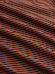 Boat Neck Stripe Contrasting Binding Short Sleeve Tee