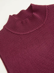 Knit Stand Collar Metal Detail Top