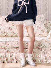 Lace & Ruffle Layered Bloomer Micro Shorts
