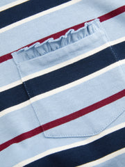 100% Cotton Stripe Contrasting Binding Lettuce Trim Oversized Tee