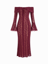 Lace Off-shoulder Floral Knotted Maxi Dress