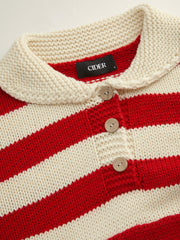 Knit Striped Collar Long Sleeve Oversized Top