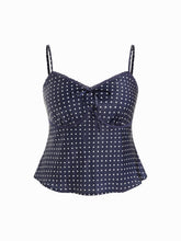 Sweetheart Neckline Polka Dot Lace Trim Knotted Cami Top Curve & Plus