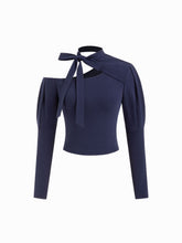 Asymmetrical Neck Knotted Cut Out Crop Top