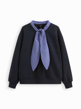 Terry Cotton-blend Plaid Long Sleeve Tie Front Sweatshirt