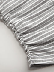 Striped Boat Neck Long Sleeve Ruched Tee