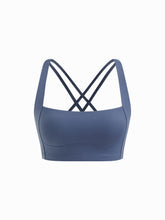 Square Neck Solid Active Bra With Removable Padding