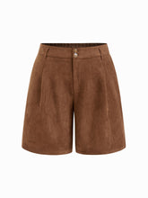 Suede Mid Rise Solid Pocket Shorts Curve & Plus