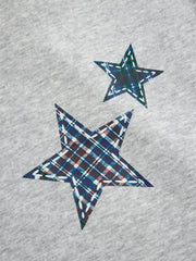 Cotton-blend Round Neckline Plaid Star Graphic Hoodie