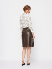 Faux Leather Low Rise Midi Skirt