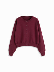 Knit Round Neckline Button Cardigan Curve & Plus