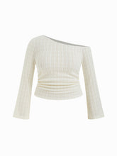 Asymmetrical Neck Ruched Long Sleeve Top Curve & Plus