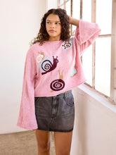 Knit Round Neckline Snail Bell Sleeve Oversized Top Curve & Plus