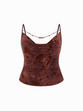 Cowl Neck Floral Beaded Cami Top