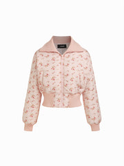 Collar Ditsy Floral Zip Through Jacket