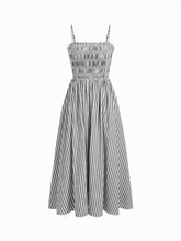 Cotton Stripe Shirred Cami Maxi Dress
