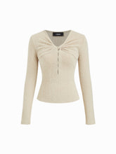 V-neck Long Sleeve Twist Cut Out Top