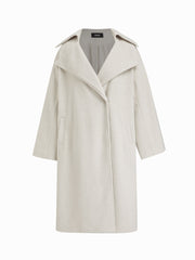 Wool-look Collar Long Sleeve Oversized Coat With Belt