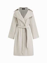 Wool-look Collar Long Sleeve Oversized Coat With Belt