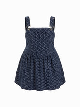 Corduroy Ditsy Floral Lace Trim Pocket Pinafore Mini Dress Curve & Plus