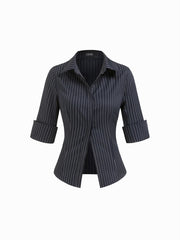 100% Cotton Collar Mid-length Sleeve Roll Up Shirt