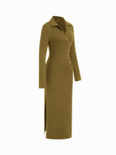 Collar V-neck Ruched Maxi Dress