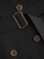 Collar Double Breasted Oversized Trench Coat With Belt