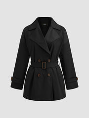 Collar Double Breasted Oversized Trench Coat With Belt