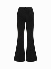 Corduroy Mid Rise Metal Button Flared Trousers