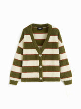 Knit V-neck Stripes Long Sleeve Cardigan