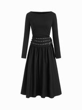 Boat Neck Solid Belted Maxi Dress