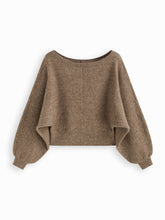 Knit Wool-blend Boat Neck Striped Oversized Sweater