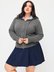 Knit Wool-blend Zip Through Hoodie Curve & Plus