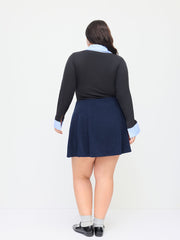 Corduroy Mid Rise Pleated Mini Skirt Curve & Plus