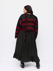 Mid Rise Solid Button Lace Up Ruffle Maxi Skirt Curve & Plus