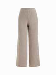 Knit Wool-blend Mid Rise Elastic Waist Straight Leg Trousers