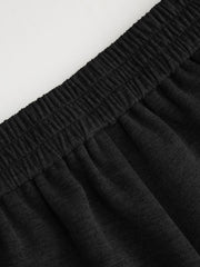 Mid Rise Elastic Waist Tie Front Wide Leg Trousers