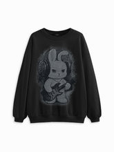 Cotton-blend Rock Rabbit Graphic Round Neckline Oversized Sweatshirt