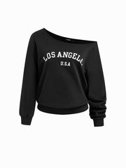 Los Angeles Terry Asymmetrical Neck Oversized Sweatshirt