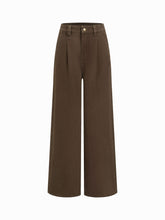 Denim High Waist Pleated Straight Leg Jeans