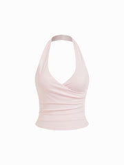 Halter Neckline Solid Active Tank Top
