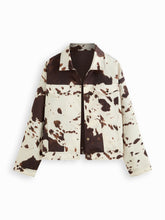 Collar Cow Print Oversized Jacket