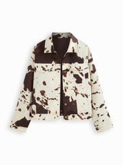Collar Cow Print Oversized Jacket