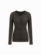 Cable Knit Hooded Long Sleeve Cardigan