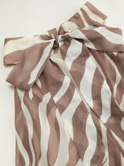 Halter Neckline Knotted Layered Ruffle Hem Blouse