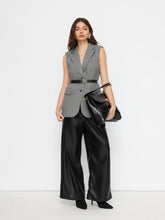 Collar Button Blazer Vest With Belt