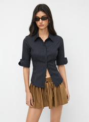 100% Cotton Collar Mid-length Sleeve Roll Up Shirt