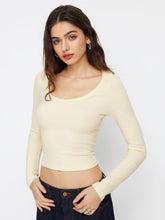 100% Cotton U-neckline Long Sleeve Tee