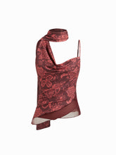 Paisley Print Halter Neckline Ruffle Hem Cami Top With Scarf